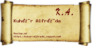 Kuhár Alfréda névjegykártya